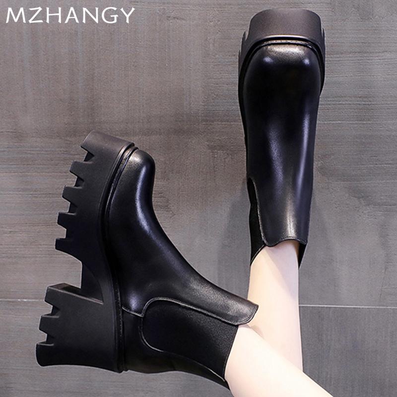 Women Platform Ankle Boots High Heels Leather Shoes Designer Chunky Fad Motorcycle Bootas 2024 Trend Winter Goth Botas De Mujer