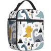 Cartoon Dinosaur Lunch Box for Boys Girls Reusable Insulated Bento Tote Bag Portable Thermal Organizer for School Picnic Beach