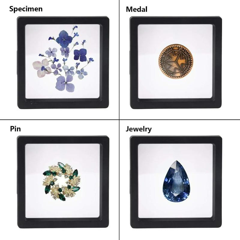 1/3/5/10/20pcs 3D Floating Frame with Base Elastic Telescopic Storage Box Display Frame Suitable for Earrings Rings and Brooches