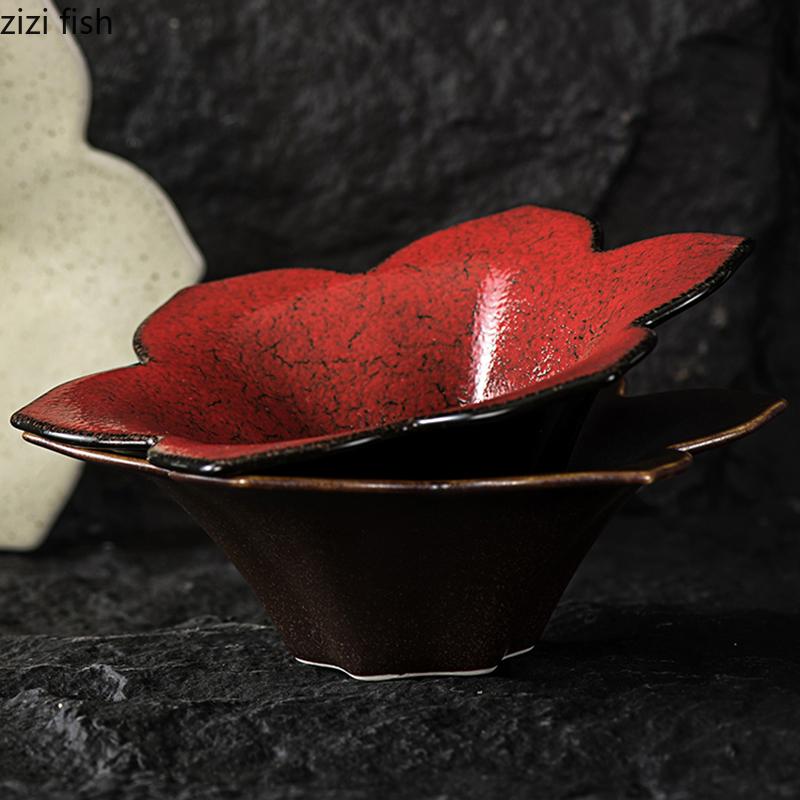 Vintage Ceramic Flower Shaped Bowl Restaurant Dim Sum Bowl Dessert Bowl Thick Soup Bowls Molecular Food Specialty Tableware