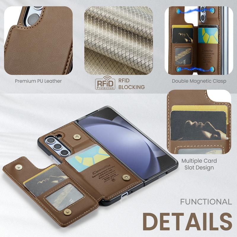 Для iPhone 15 Pro Max 14 Pro 13 12 11 Samsung S24 FE S23 Ultra S22 A54 Z Fold5 Flip5 противоударный кожаный держатель для карточек чехол для телефона чехол