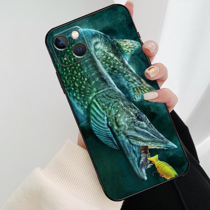 Pike Fish Fishing Bait Phone Case For iPhone 17 Pro Max 14 13 12 11 15 16 Pro Max mini 15 16 Plus 16e 17 Air Cover