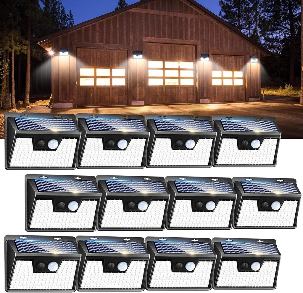 Outdoor Waterproof Solar Lights [12 Pack/140 LEDs], 3 Lighting Modes, Solar Motion Sensor Super Bright Yard Security Lights