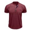 Summer Men's Henry Collar T-Shirts Solid Color Short Sleeve Tees Tops Men
