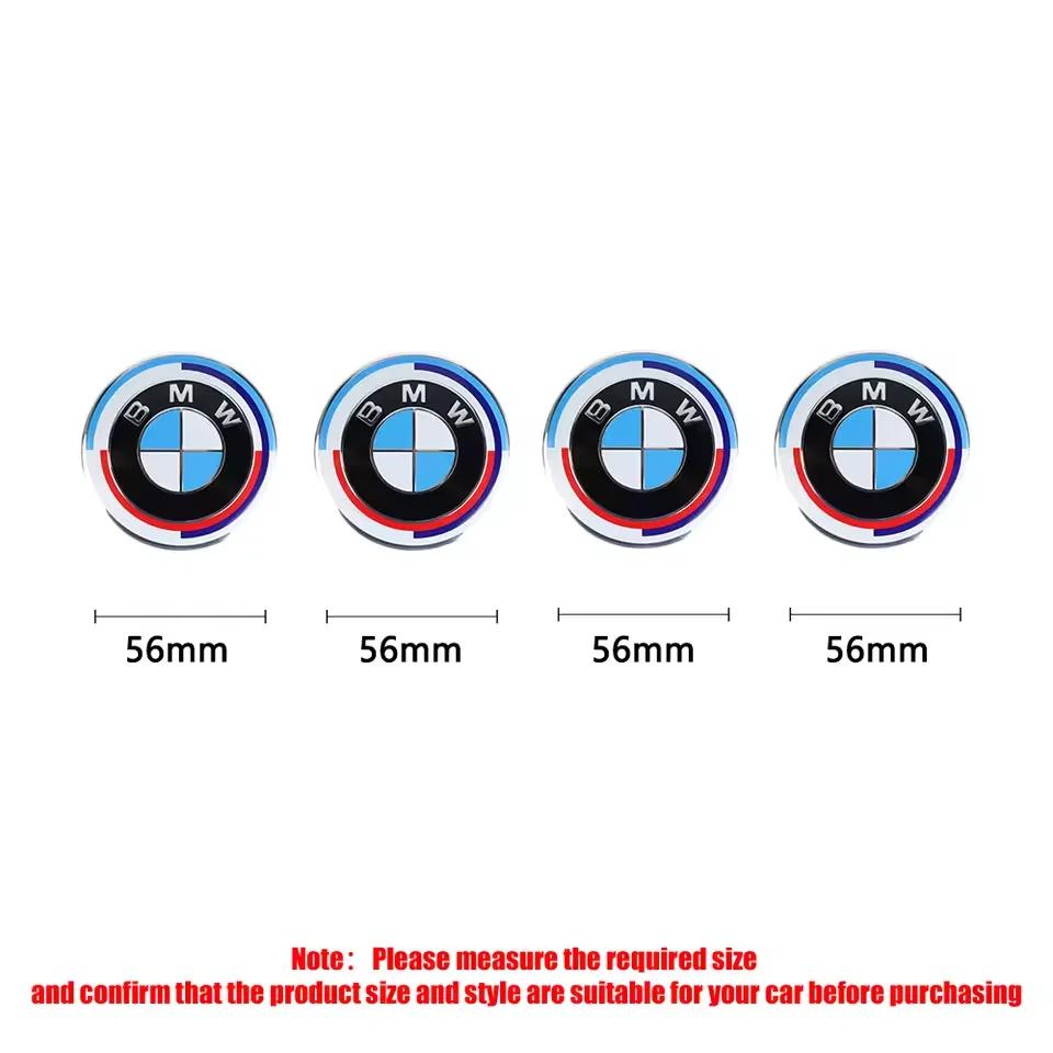 For BMW E81 4Pcs 56/68mm Wheel Center Caps Emblem Badge For BMW 50th Anniversary E90 E60 F10 F20 G20 G30 E53 E85 E70 E84 F48 1/3/5/7 Series