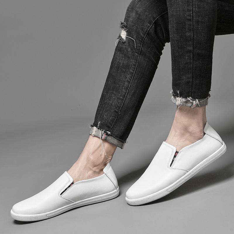 Модная повседневная мужская обувь на плоской подошве Классический минималистичный дизайн Повседневная офисная, для отдыха и вечеринок Универсальная черно-белая обувь Без застежек