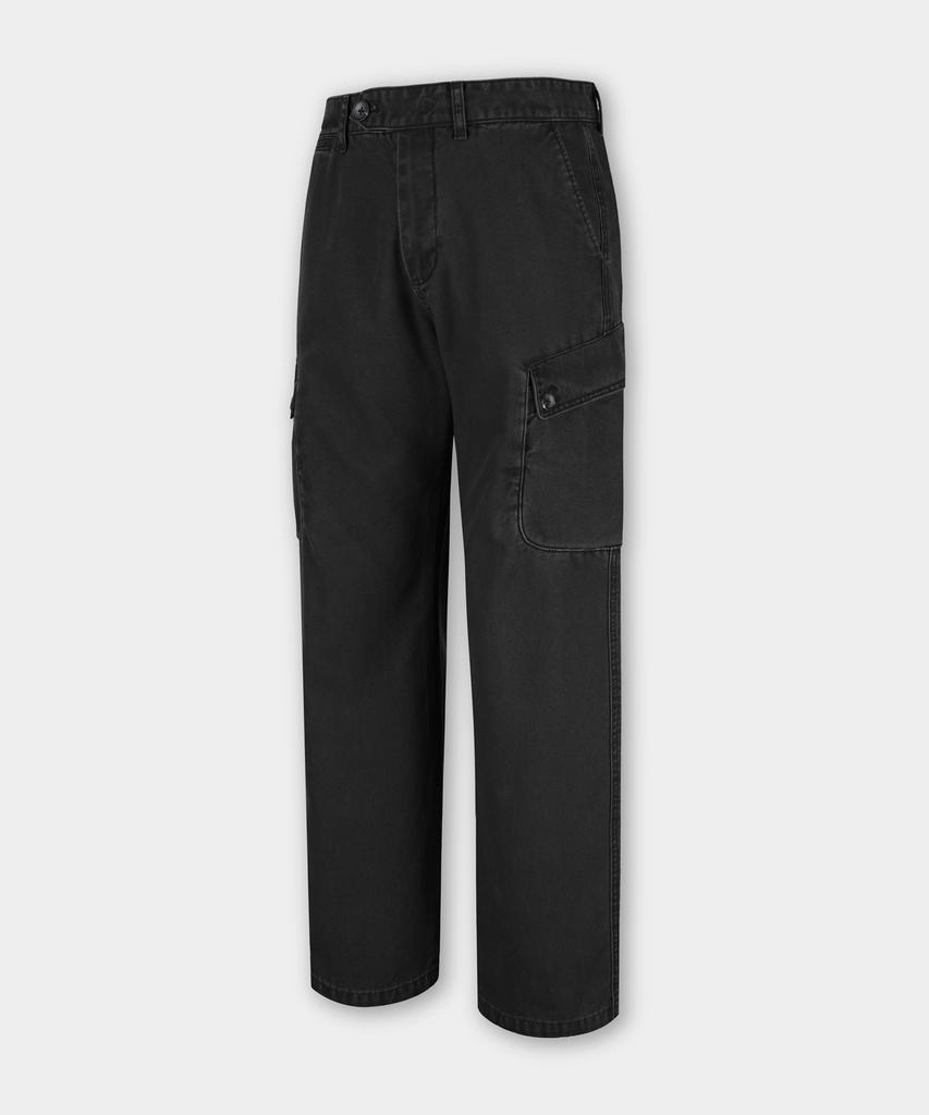 BIRBANTE Garment-Washed Cargo Chino Pants - Black