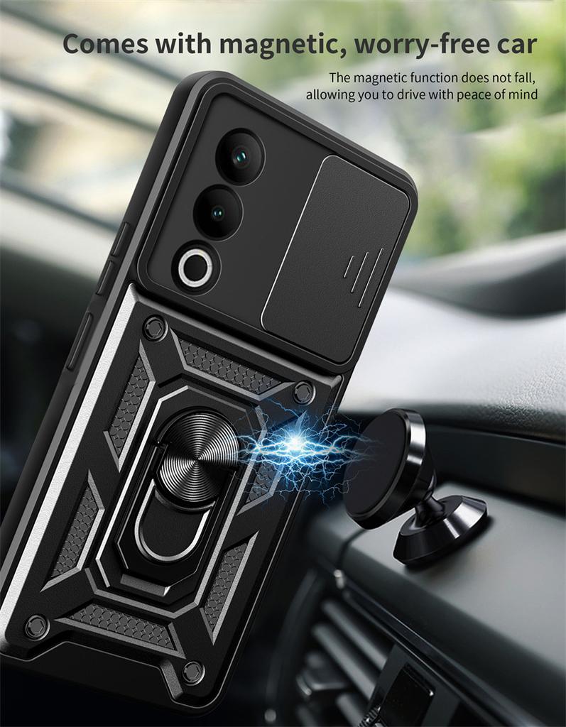 Чехол для OnePlus Nord CE4 5G Противоударный Бронированный Магнитный Чехол-кольцо для Автомобильного Держателя для Nord CE 4 5G Защитная Крышка со Сдвижной Защитой Камеры