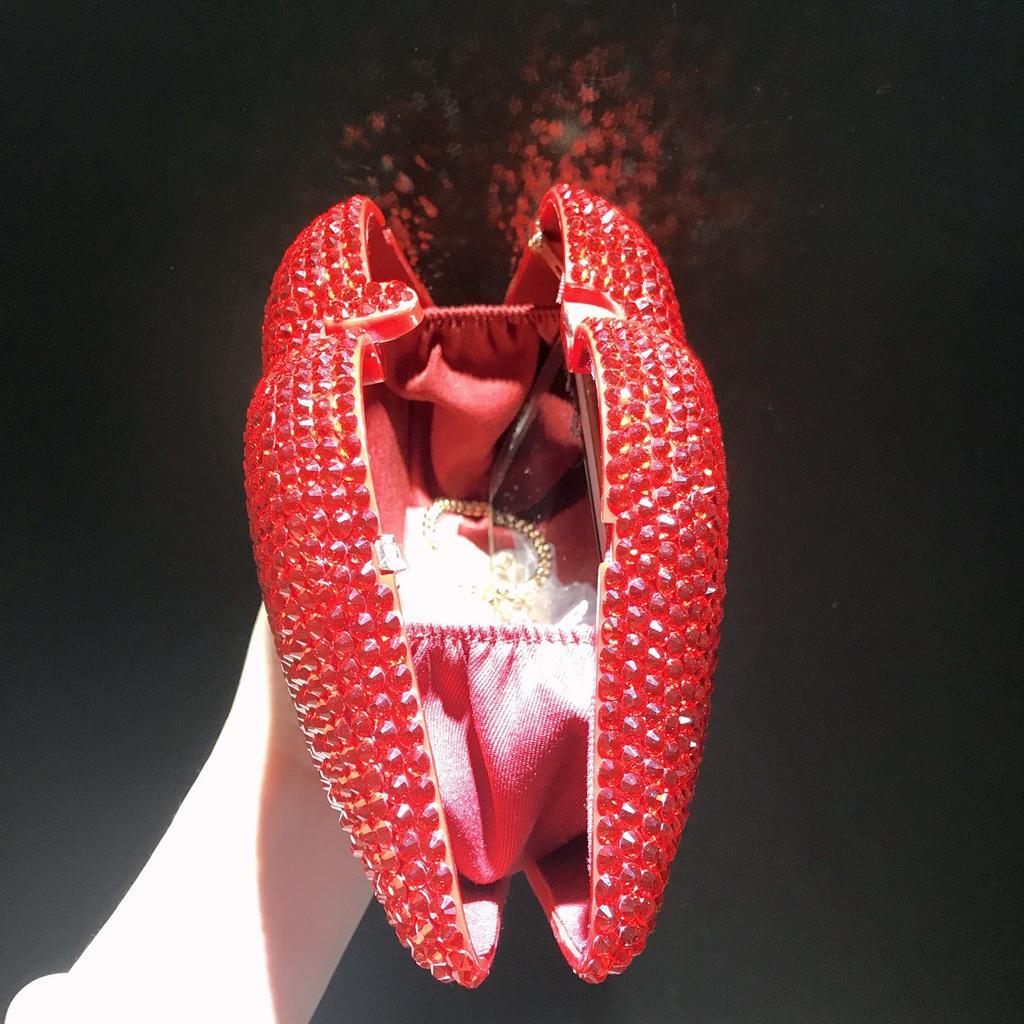 Новая красная губа Алмазный вечерний клатч Формальный женский кошелек Роскошный дизайнерский Стразы Женская сумка через плечо Свадебная сумка для невесты