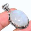 Natural Rainbow Moonstone Gemstone 925 Solid Sterling Silver Pendant 1.65" Z0w84