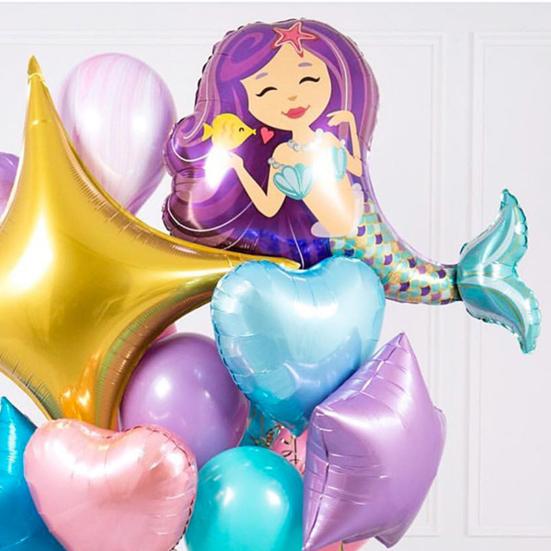 Mermaid Balloon Decorative Colorful Mermaid Aluminum Film Birthday Balloon Holiday Decor