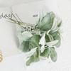 5Pcs Artificial Flocked Lambs Ear Leaves with Stem Reusable Home Wedding Party Faux Greenery Floral Arrangement Indoor Outdoor Decoration Photo Props