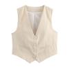 Spring and Summer New Women's Clothing Minimalist Style V Neck Sleeveless Decorated Row Button Short Candy Color Vest Jacket 2347888