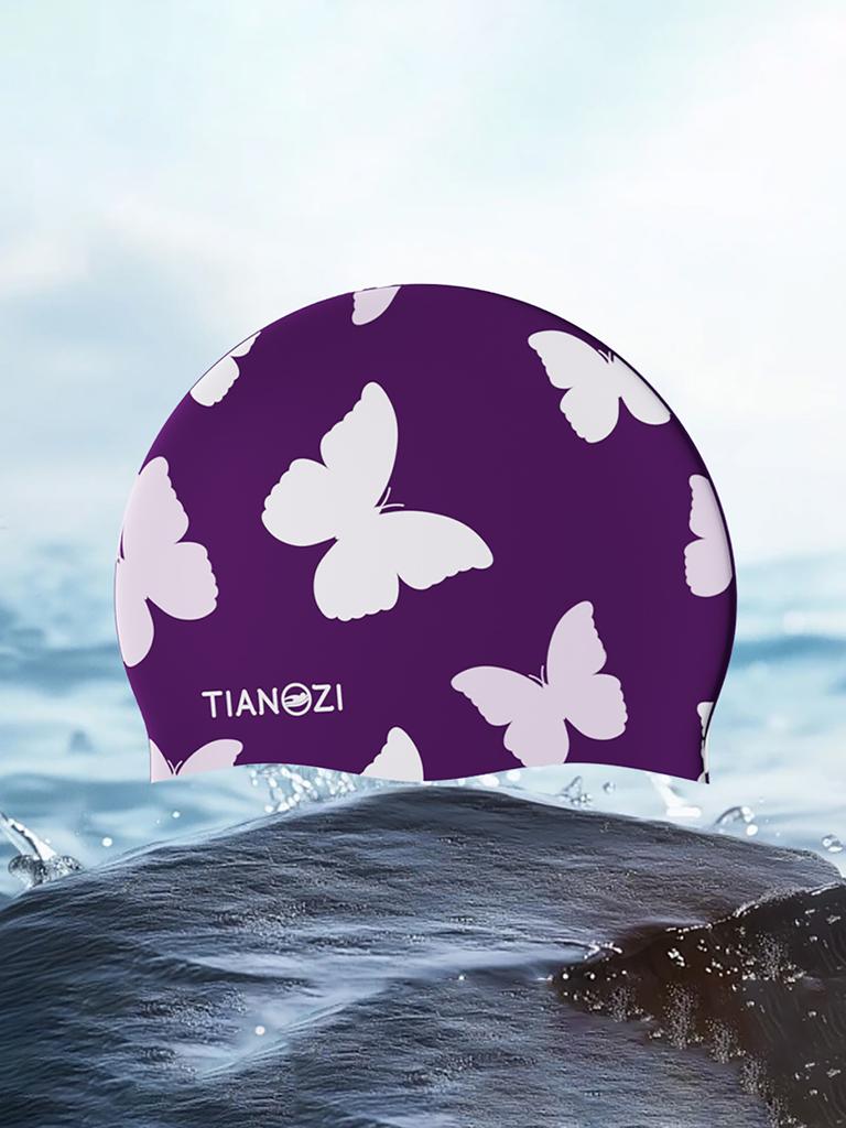 Adult Silicone Swimming Cap: Waterproof, Non-Slip, High Elasticity with Butterfly Pattern, Unisex