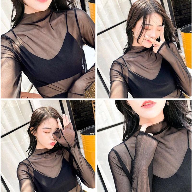 Summer Fall Women Hollow Transparent Round Neck Short Sleeve T-shirt Tops See Through T Shirt Harajuku Pullover