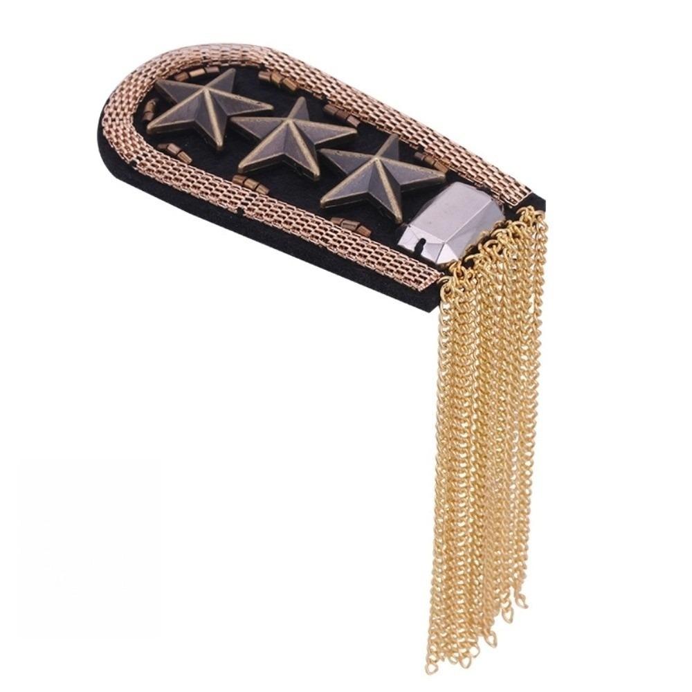 Brooch Tassel Chain Shoulder Board Epaulet Star Shoulder Flash Retro Epaulette  Suit