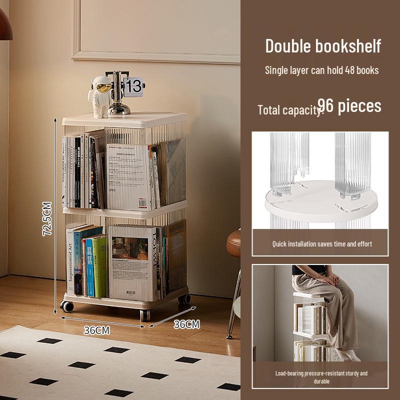 Вращающийся на 360° детский книжный шкаф - Большая вместимость, многоярусное напольное хранилище для гостиной