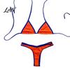 Two Piece Swimsuit Women Triangle Bikini Set, Halter Tie Top & High Cut Thong, Summer Soft Set Swimsuit, Sexy Contrast Color Bathing Suit for