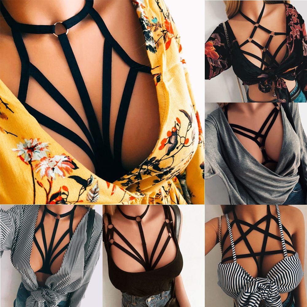 New Bustier Bralette Belt Lingerie Push Up Crop Top Sexy Bandage Bra Cage Harness