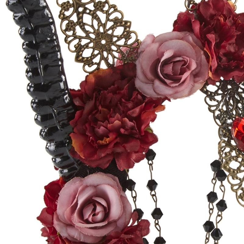 Готический ободок с овечьими рогами, стимпанк, рога дьявола, украшения из роз для костюмированной вечеринки на Хэллоуин, реквизит для фото