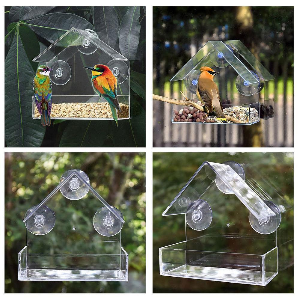 Bird Feeder Birds House for Outdoor, Window Bird Feeder with Strong Suction Cups for Wild Birds, Cardinal, Bluebird