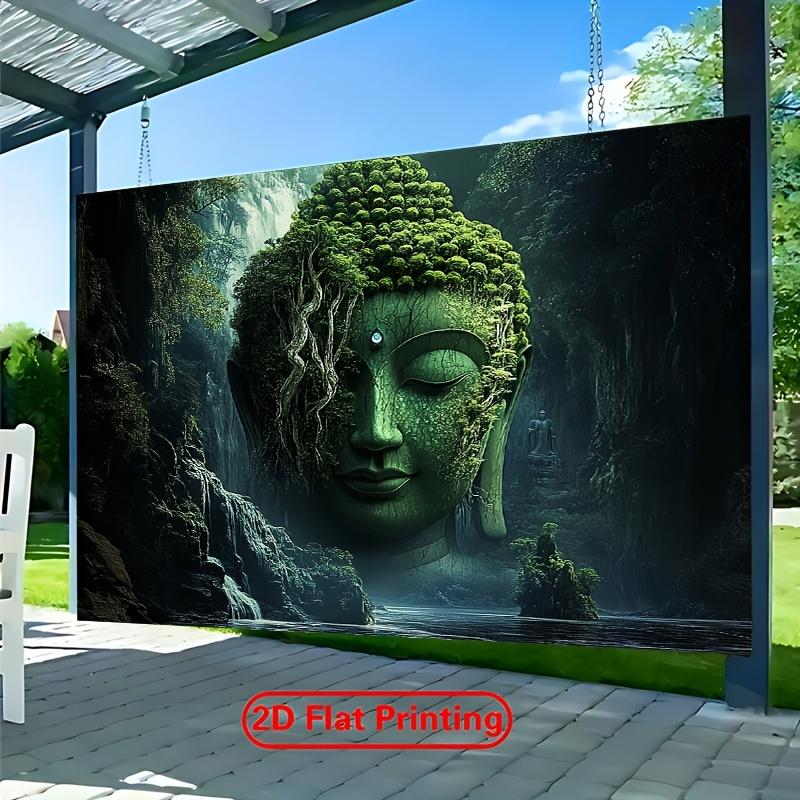 2D planar banner 1 piece. Abstract Buddha statue's natural decorative background fabric photographic drapery.