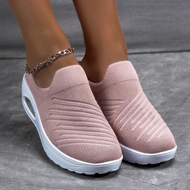 MAEDEF Женские повседневные кроссовки Слипоны Мягкие Удобные Дышащие Туфли на платформе Женская мода Универсальная обувь для ходьбы Женская обувь