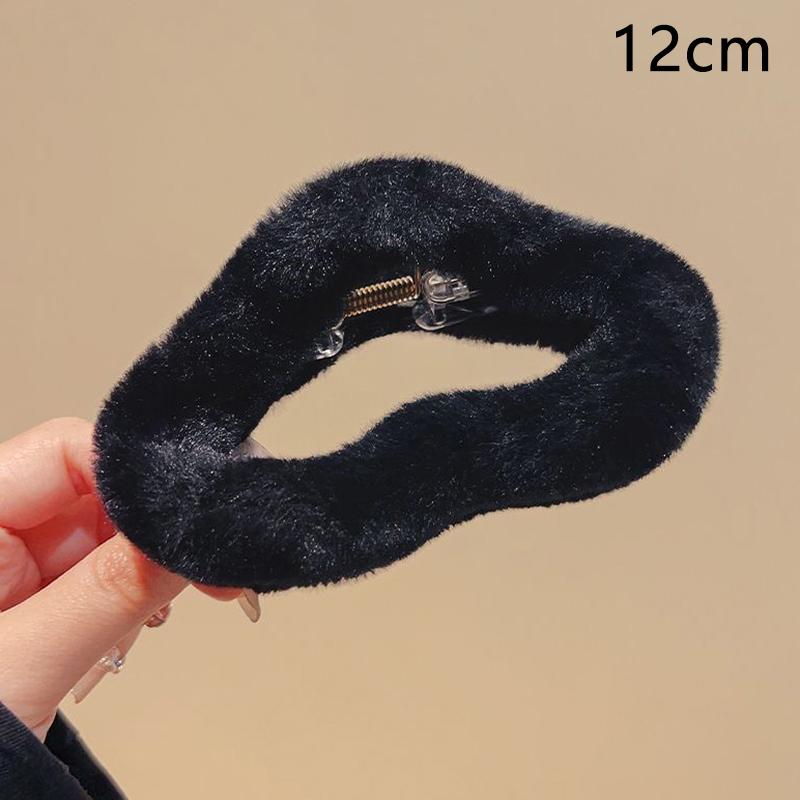 Мягкая молочно-кофейная серия пушистых плюшевых заколок для волос на затылке, теплые большие плюшевые заколки-акула, заколки-когти для волос