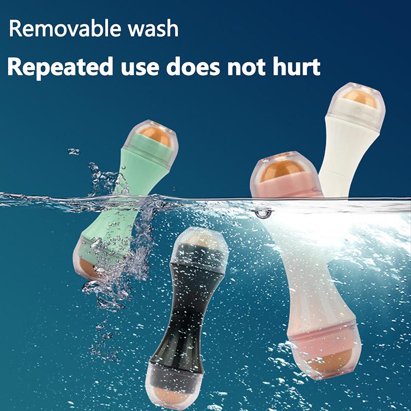 Натуральный вулканический роликовый массажер для лица 2 в 1, поглощающий жир, матирующий макияж, средство для ухода за кожей, очищающий роликовый шарик для поглощения жира