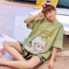 Women's Pajamas Set Summer Cute Cartoon Print Leisure Young Girls Sleepwear Short Sleeve Tops and Shorts Pijamas Women Homewear