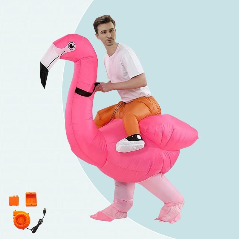 Inflatable Animal Costume Halloween Party Fun - Flamingo Ostrich Tiger Duck Elephant Camel Snail Adult Kids Size