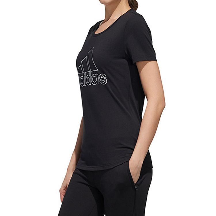 adidas Тренировочная футболка с коротким рукавом, женские топы, черная DY8680