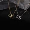 Double Heart Clavicle Choker Alloy Pendant Necklace Fashion Love Drop Necklace