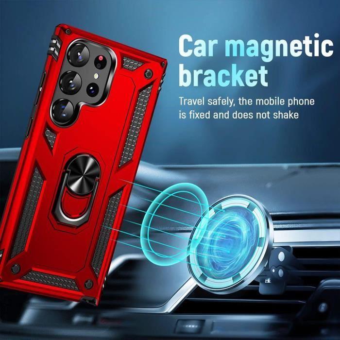 Coque de protection - Booling - pour Samsung Galaxy S24 Ultra - Rouge - Rigide - Anneau anti-rayures