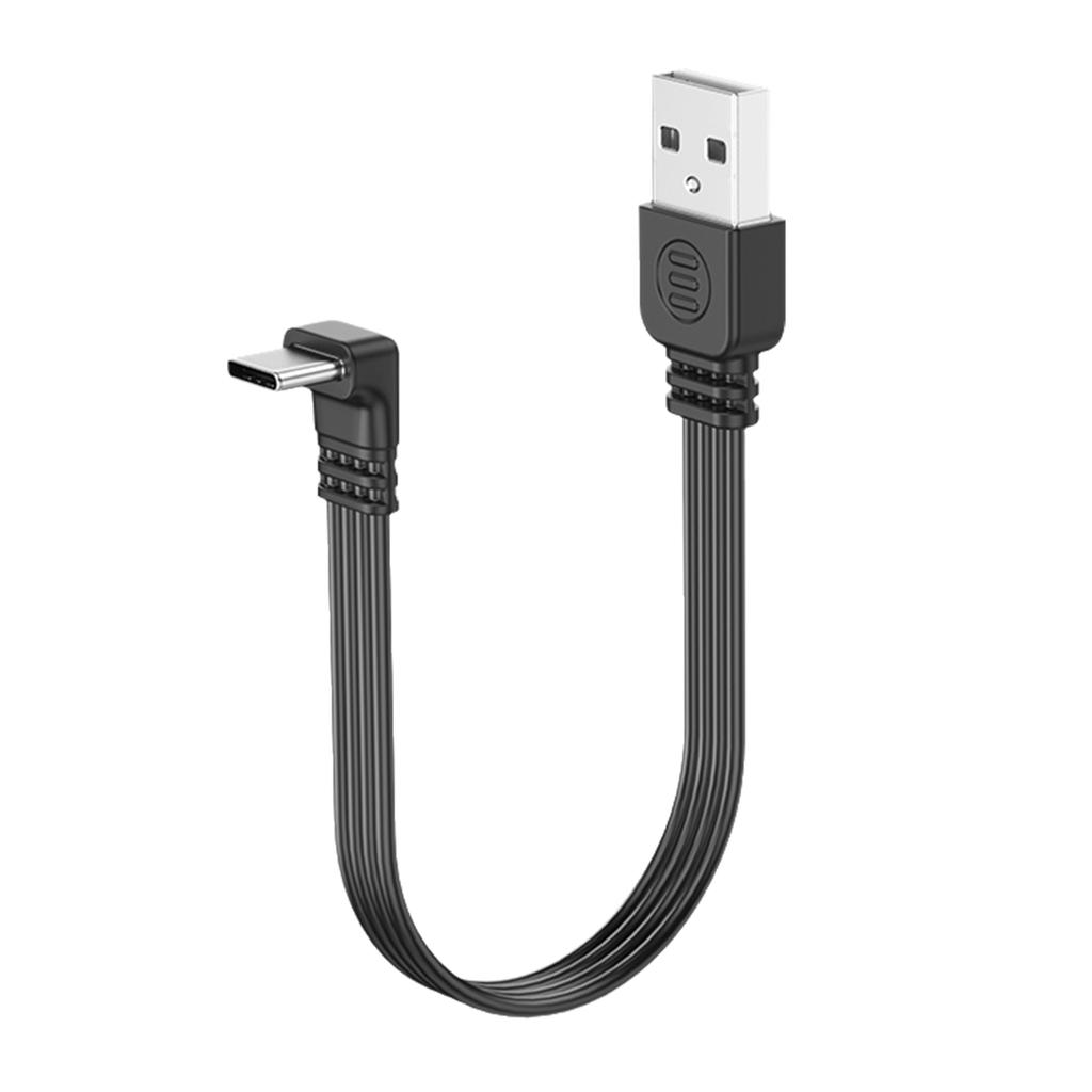 Кабель передачи данных USB 2.0 - Type C, 2 А, быстрая зарядка, скорость передачи данных 480 Мбит/с, плоский провод, колено 90 градусов для планшетов и телефонов