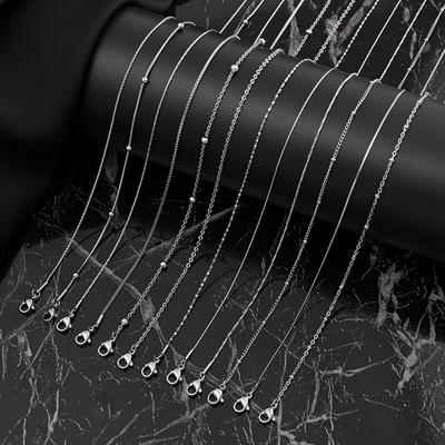 Производитель-источник Ювелирные изделия из нержавеющей стали Цепь О DIY Ювелирные аксессуары Простая тонкая обычная цепь Набор из 12 штук Не тускнеет