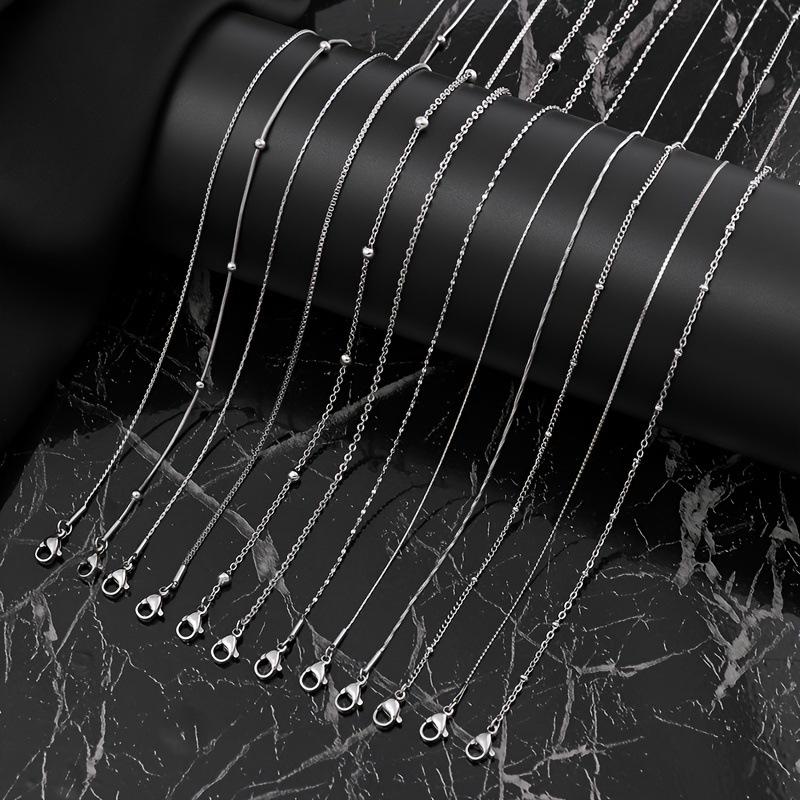 Производитель-источник Ювелирные изделия из нержавеющей стали Цепь О DIY Ювелирные аксессуары Простая тонкая обычная цепь Набор из 12 штук Не тускнеет