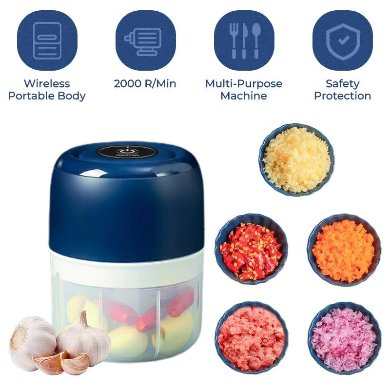 Xiaomi Electric Garlic Puree Machine, Garlic Grinder, Portable Rechargeable Meat Grinder, Vegetable Mixer, 250ML Kitchen Tool Grinder