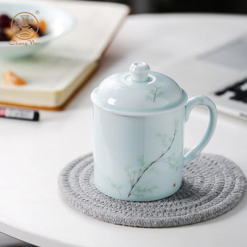 Керамическая офисная кружка Jingdezhen с крышкой и ручкой