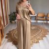 2024 New Casual V-Neck Short-Sleeve Wide-Leg Pants Set