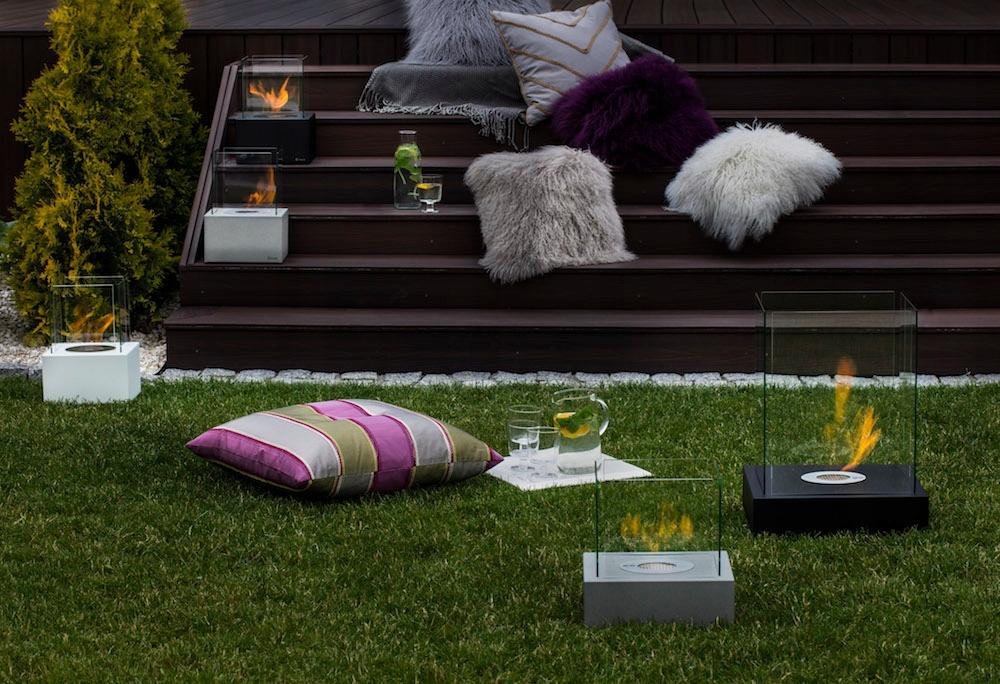 Настольный камин на биоэтаноле TANGO4 TÜV белый с декоративными камнями