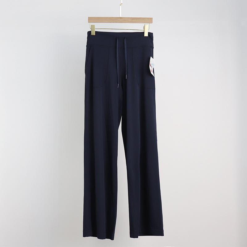 Women's High-Waist Loose Straight Sports Pants with Drawstring for Yoga and Fitness