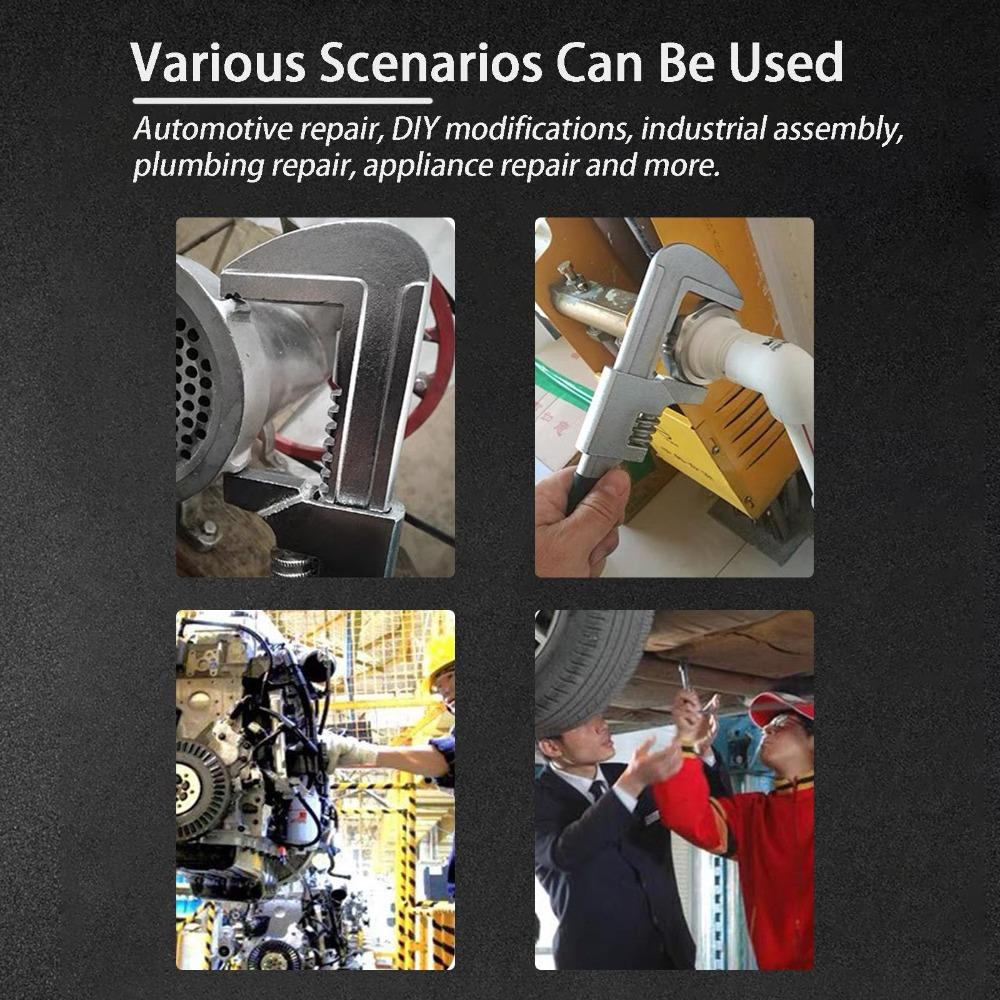 Silver F-shaped  Adjustable Wrench Multi Functional Repair Pipeline Wrench  Worker