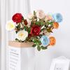Handmade Silk Rose Six Head Artificial Flower For Party Venue Hotel Home Interior Decor