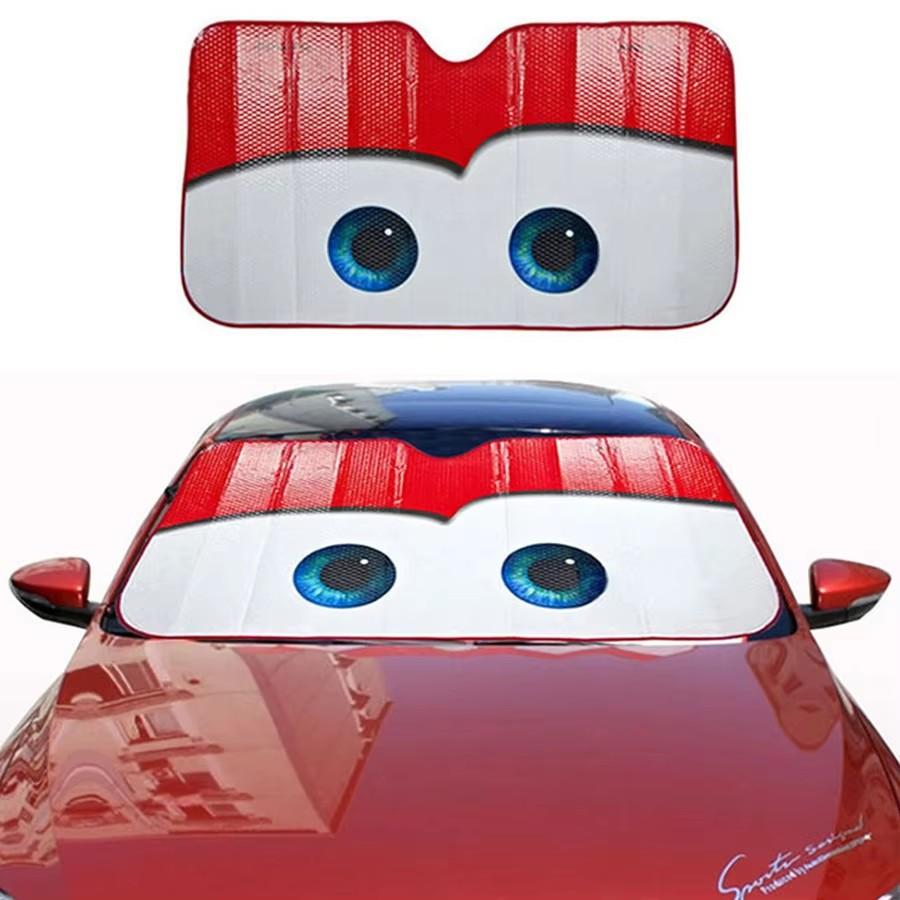130*70cm New Car Character Solar Protection Red Eyes Heated Windshield Sunshade Cover Sun Shade Auto Sun Visor Windscreen Car-covers