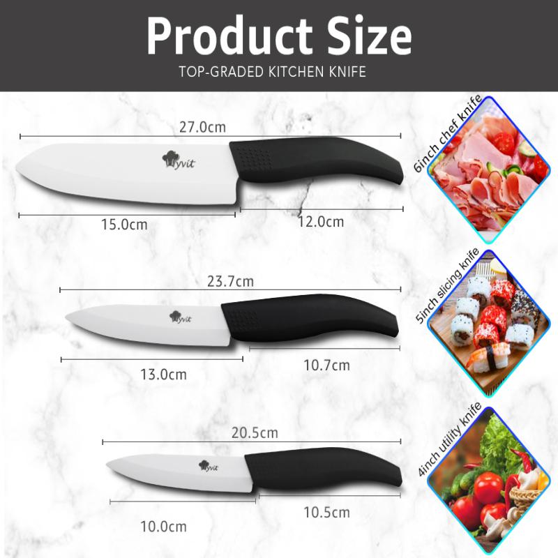 Ceramic Knives Kitchen Knives 3 4 5 6 Inch Chef Knife Cook Set+peeler White Zirconia Blade