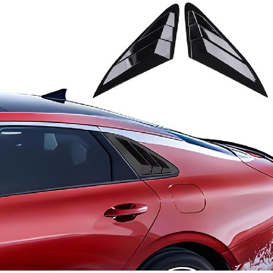 For KIA K5 2024 2023 2022 2021 Exterior Accessories Sporty Car Rear Side Window Louvers Air Vent Scoop Shades Cover Trim Blinds 2PCS(Bright Pitch