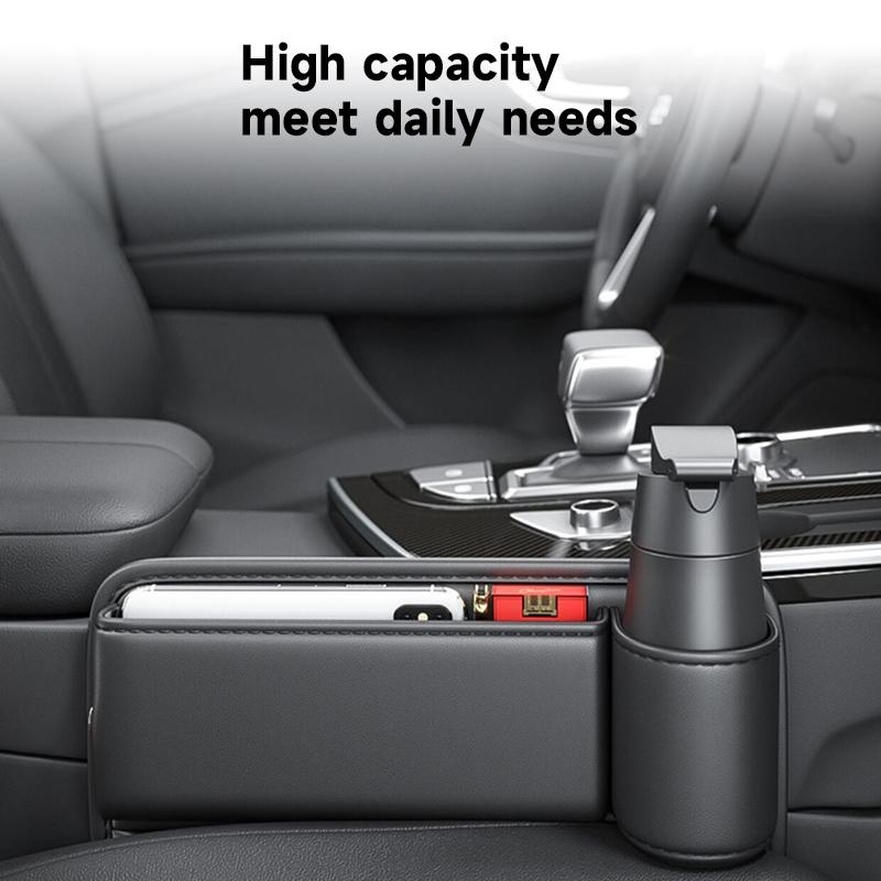 Car Seats Gap Storage Bag Car Seat Side Crevice Storage Box Gap Filler With Bottle Holder PU Leather
