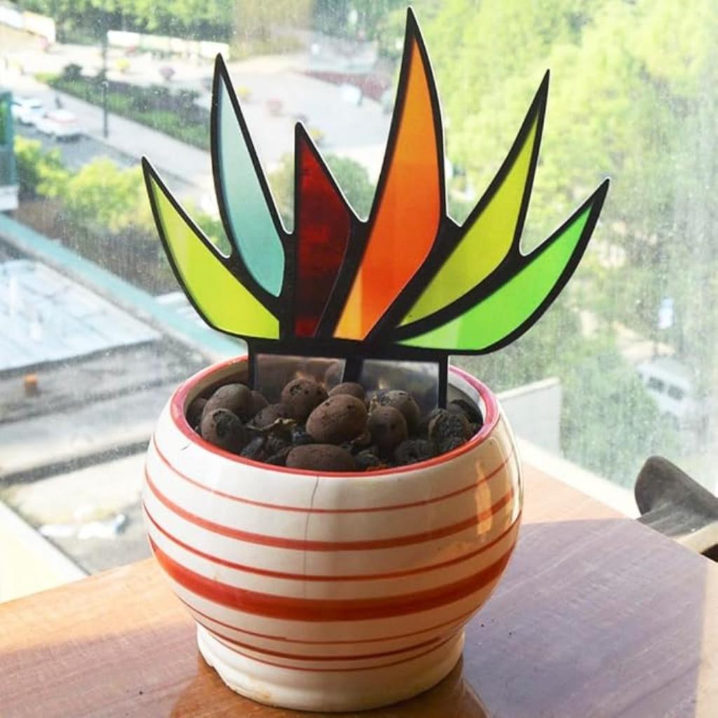 Cactus Decor Stained Glass Sun Catcher Succulent Plant Agave Cacti Suncatcher Desk Countertops Windowsill Shelf Christmas Decor Plant Lovers