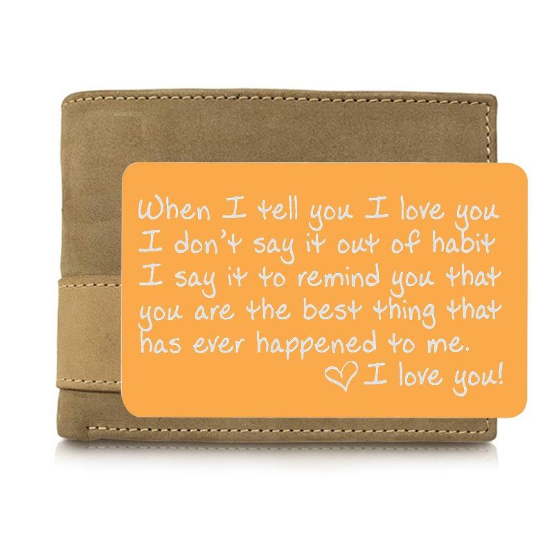 Engraved I Love You Wallet Card - Wallet Insert -Groom Gift Husband Gift Anniversary Gift
